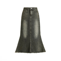 Women's Black Fashion Denim Fishtail Skirt