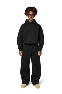 Hooded Loose Outfit Drop-shoulder Sweatshirt Hidden Drawstring Belt