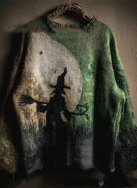 Womens Halloween Printed Crew-Neck Sweater From Europe And The US
