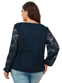 European And American Loose Lace Top Cross V-neck Solid Color Top