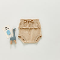Girls' Ruffled Bread Knit Sweet Yarn Shorts