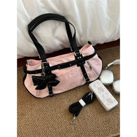 Commuter Underarm Design Girl's Headwind Texture Motorcycle Satchel