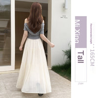 Womens Purple High-Waisted Flowy Fluffy Knit Skirt