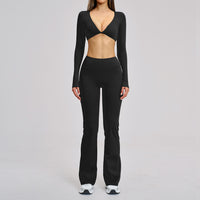 Sports Neck-Hanging Beautiful-Back Brushed Flared Yoga Set