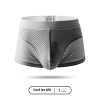 Ice Silk Men's Boxer Briefs Summer Breathable Mesh Hollow Out