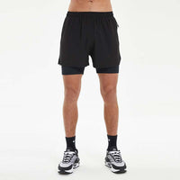 Summer Men's Sports Double-layer Shorts Running Fitness High Elastic