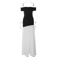 Off-Shoulder Tube Top Waist-Cinching Slimming Loose Long Dress For Women