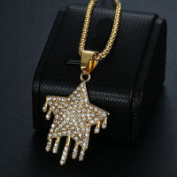 Hip Hop Stainless Steel Dropper Full Diamond Five-pointed Star Pendant