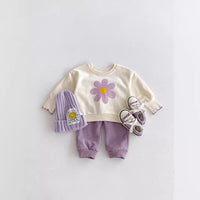 Infant Two-piece Set Cute Flower Sweatshirt And Sweatpants Baby Girl Suit