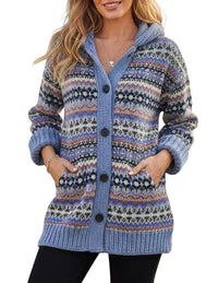 Digital Printing Winter Cardigan Long Sleeve Loose Sweater