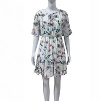 V-neck Lace-up Floral Print Dress Womens Clothing