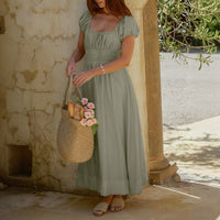 New Fashionable Square-neck Puffed-sleeve Dress