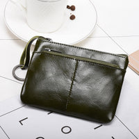 Short Cowhide Zipper Driver's License Wallet Student Retro Male Coin Purse Coin Bag