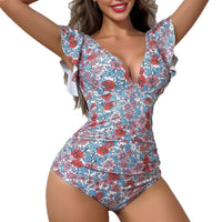 One-piece Swimsuit Ruffled Covering Belly Thin