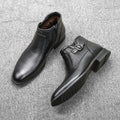 Men's Belt Buckle Side Zipper Plush Boots