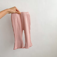 Girls' Fashion Casual Solid Color Stretch Pit Strips Bottoming Pants