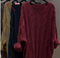 Women's Long Sleeved Knitted Vneck Sweater