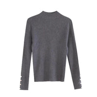Grey Temperament Semi-high Neck Knitted Women's Autumn Base Shirt
