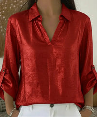 Loose-fit Womens Gold-foil V-neck T-shirt With Pocket