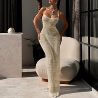 Strap Slip Dress Sleeveless U-neck Knit Skirt