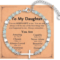 Natural Stainless Steel Cross Beaded Bracelet Card