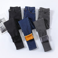 Fleece-lined Base High Waist Black Tight Trousers Skinny Pants