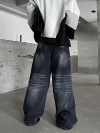 Spring And Autumn Washed Jeans Men's Loose Wide-leg Pants