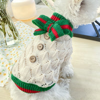 Bowknot Dog Clothes Cat Costume Hollow Knit Dog Sweater
