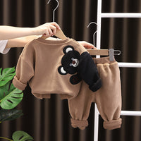 Boys' Autumn And Winter Plush Sweater Set