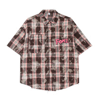 Distressed Plaid Short-sleeved Shirt For Men