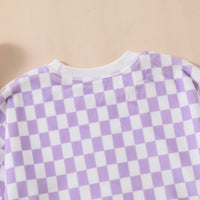 Children's Hooded Plaid Romper Pullover