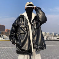 Men's Autumn Winter False-two-piece Hooded Jacket