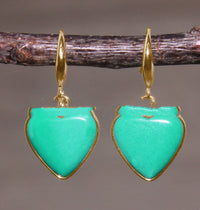 Cross-border Bestseller Natural Stone Earrings Heart-shaped Edging Colorful Imperial Stone Pendant Earrings High-end Texture Elegant