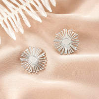Oval Stainless Steel Earrings, Trendy Geometric Heart Texture, 18K Gold Plated Ear Studs, Titanium Steel