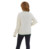 Lemon Jacquard All-match Crew Neck Pullover Sweater