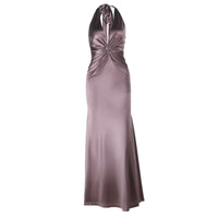 Socialite-style Sexy Cross-strap Halter Dress With Slit, Long-length Gown