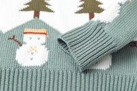 Jacquard Snowman Christmas Tree Parent-child Pullover