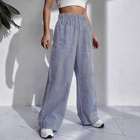 Womens Striped Plaid Printed Wide-Leg Pants