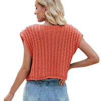Women's V-neck Three-button Sleeveless Cardigan