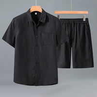 Linen Shirt Men's Short-sleeve Suit