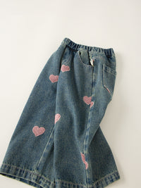 Girl's Love Jeans Wide-leg Straight Pants