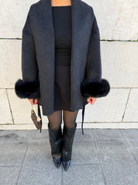 Furry Sleeves Overcoat Long Coat