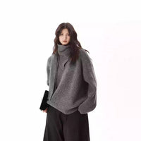 Gray Heavy Industry Women's Pullover Scarf Sweater