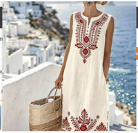 Women's Loose Round Neck Fashion Premium Long Sleeve Printed Dress
