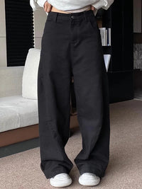 Black Machete Jeans Women's Retro High Waist Straight Mopping Pants
