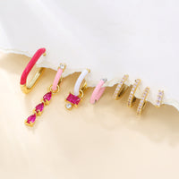 Hip Hop Women's Copper-plated Gold Double Row Earrings