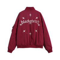 Star Letters Embroidered Stand Collar Zip Jacket For Men