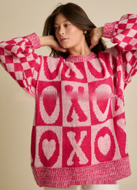 European And American Women's Clothing Valentine's Day Contrast Color Loose Sweater