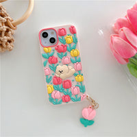Creative Cartoon Little Bear Flowers Phone Case