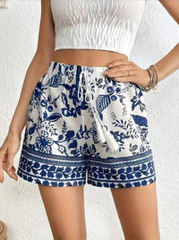 Printed Lace-up Casual Loose-fitting Shorts